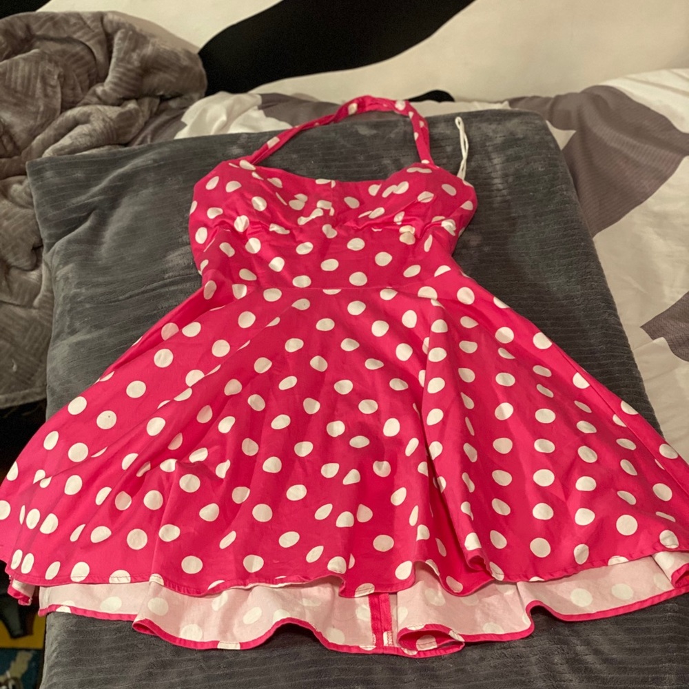 Pink poke a dot dress